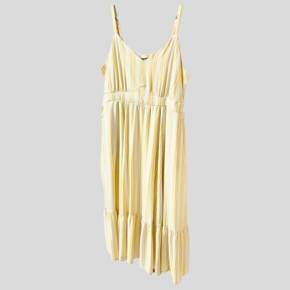 NEW TORRID Plus size maxi yellow & white striped challis sleeveless tiered dress - Picture 7 of 16